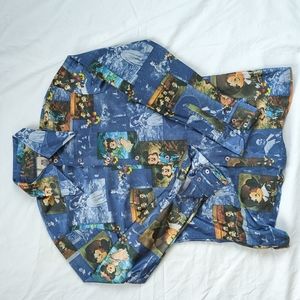 Vintage 1970's KENNINGTON Disney Mickey Minnie Mouse Art Painting Disco Shirt